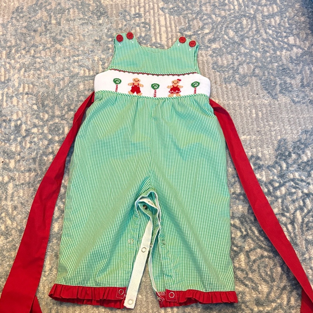 Green and Red Gingham Baby Romper